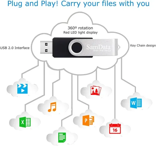 Vista 5 de SamData Unidades flash USB de 8 GB, 1 paquete de unidades de pulgar USB 2.0 de 8 GB, memoria USB con indicador LED (negro, 1 unidad)