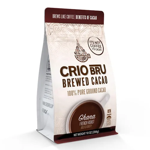 Vista 11 de Crio Bru Brewed Cacao Ghana French Roast Bolsa de 1.5 libras (24 onzas) – Bebida saludable natural alternativa al café Granos de cacao molidos