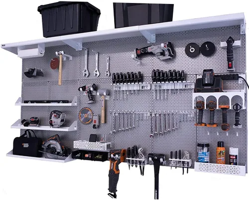 Vista 12 de OmniWall Weekend Warrior XL - Sistema de organización de pared de metal (negro/azul)