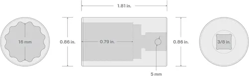 Vista 7 de TEKTON Encastre de 3/8 pulgadas x 0.630 in 12 puntos de impacto SID14316