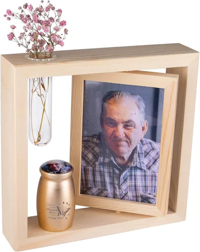 Vista 9 de Bivei Urnas pequeñas para cenizas humanas, urna personalizada de recuerdo con foto y texto para hombres y mujeres, mini urnas para adultos