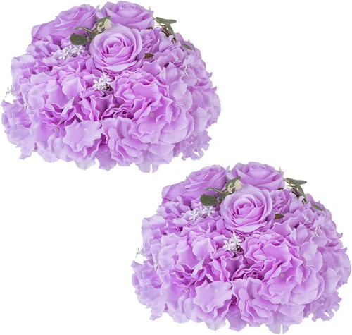Vista 32 de NUPTIO Ramo de Arreglo de Bolas de Flores - 10 Piezas de 14.2 pulgadas de Diámetro Bolas de Flores Falsas Rosas Rosadas para Centros de Mesa