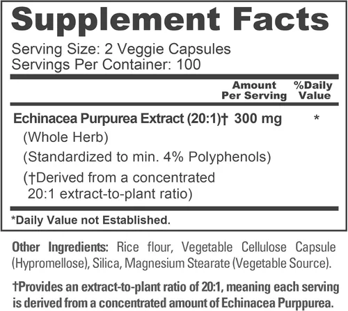 Vista 4 de NusaPure Echinacea Goldenseal, 400 mg, 300 cápsulas vegetales (sin OMG, vegano)