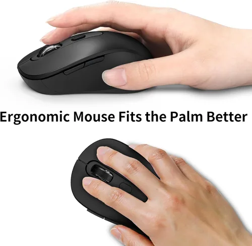 Vista 6 de Mouse inalámbrico para laptop, PC, Chromebook, Mac, MacBook, mouse inalámbrico silencioso con receptor USB nano, botón lateral, 2400 DPI, rodillo