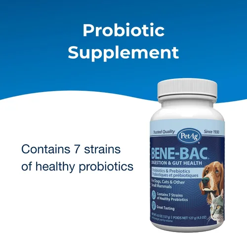 Vista 3 de PetAg Bene-Bac - Polvo de 4.5 oz - Probióticos para perros, gatos, mamíferos exóticos y de vida silvestre