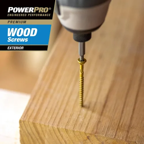 Vista 5 de Power Pro Tornillos de madera para exteriores de alta calidad, tornillos de cubierta multiusos #8 x 1-1/2 pulgadas para proyectos al aire libre