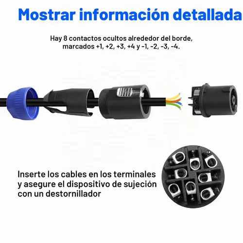Vista 5 de MEIRIYFA Enchufe de conector Speakon de 8 polos, NL4 Speak-On de 8 pines macho de audio de bloqueo giratorio y adaptador de enchufe de montaje