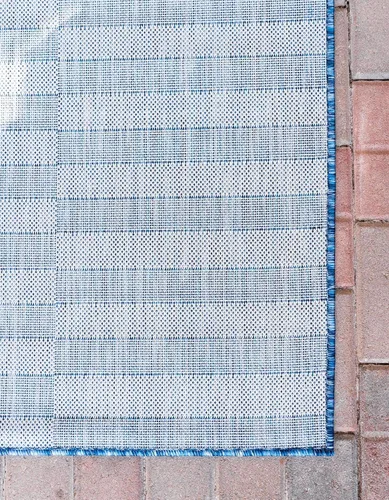 Vista 8 de Unique Loom Outdoor Striped Collection - Alfombra a rayas (4' 1" x 6' 1" Rectángulo, azul/marfil)