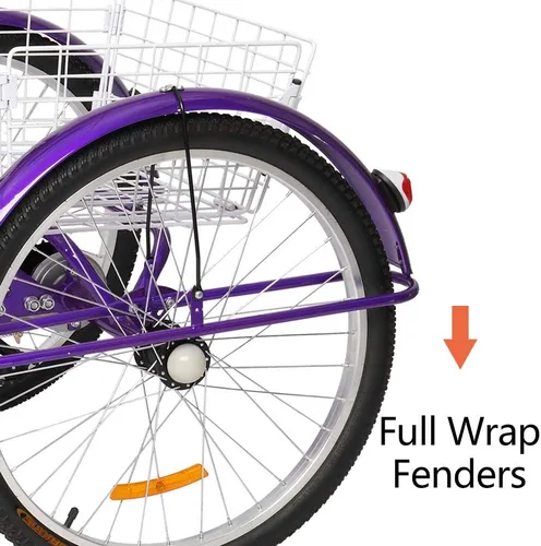 Vista 5 de PEXMOR Triciclo para adultos, 24/26 pulgadas, 7 velocidades, 3 ruedas, triciclo para adultos, triciclo para adultos, triciclo
