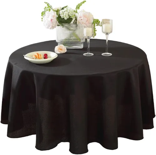 Vista 24 de Paquete de 2 Manteles Redondos de 120 Pulgadas de Carbón, Mantel de Poliéster Lavable para Uso en el Hogar, Fiestas, Bodas o Restaurantes. Gris
