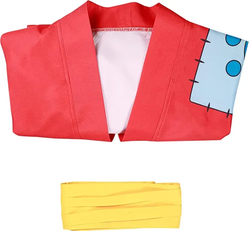 Vista 5 de Emyzkc Disfraz de kimono de mono D Luffy para cosplay de anime, capa de campo, para Halloween, juego de roles