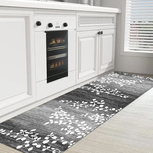 Vista 5 de Luyckfrazy Runner Rug for Entryway, Modern Grey Hallway Long Narrow Rugs Runner Kitchen Bathroom Living Room Low Pile Floor Carpet, 1m 1.5m 2m 2.5m