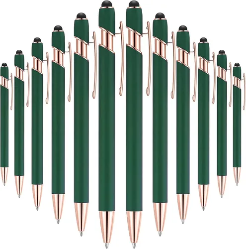 Vista 8 de Tenare 12 piezas 2 en 1 bolígrafo de metal con punta de lápiz capacitivo, bolígrafo de 1,0 mm de tinta negra para pantallas táctiles (color surtido)