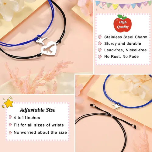 Vista 3 de UNGENT THEM Back to School Bracelet Mother Son Dinosaur Bracelets for Mom and Son First Day of School Gifts for Mother Dad Son Boys Daughter Girls