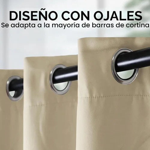 Vista 2 de Cortinas opacas extralargas, 1 panel, 52 pulgadas de ancho x 132 pulgadas de largo, beige 11-20 pies de longitud, oscurecimiento de habitación