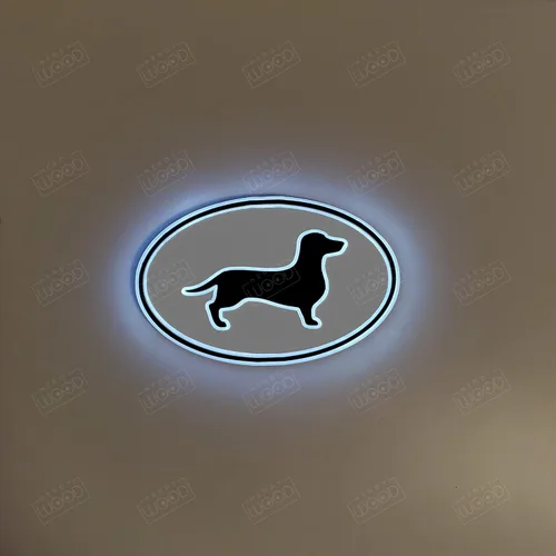 Vista 2 de Letrero de silueta con luz de perro salchicha, neón como, luz nocturna, LED iluminado de borde, arte de luz de perro salchicha, decoraciones