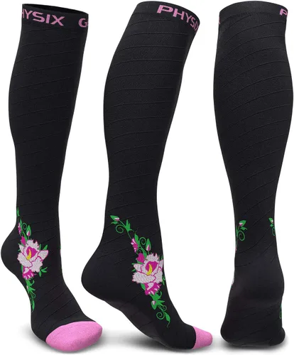 Vista 12 de Physix Gear - Calcetines de compresión 20-30 mmHg, para hombres y mujeres, para correr, enfermeras, espinillas, vuelo, viajes Negro