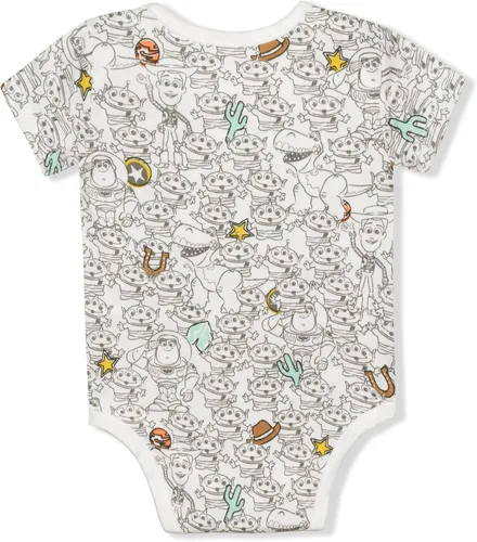 Vista 5 de Disney Toy Story Woody Buzz Lightyear Green Aliens and Rex Boys 3 Pack Bodysuit for Newborn GreenGreyWhite