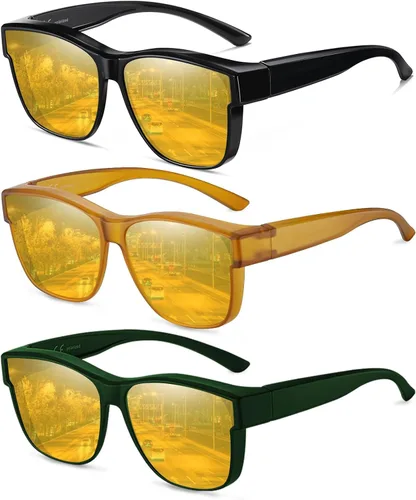 Vista 13 de Wzerry Night Vision Glasses Polarized for Men Women (Nighttime Driving Glasses Over Glasses for Driving)