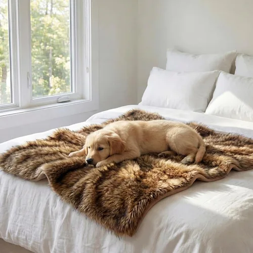 Vista 4 de IHAPPYDOG Manta impermeable de piel sintética para perro, manta para mascotas y protector de sofá para sofá, cama, muebles, funda de felpa