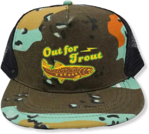 Vista 28 de ThatsRad Out for Trout Camionero Camuflaje Sombrero Visera Cuerda Snapback Camo Pesca Mosca