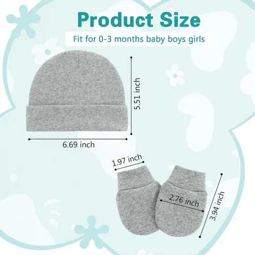 Vista 5 de Zando Gorros de hospital para recién nacidos, gorro para bebés y niños de primera calidad, para niños y niñas, juego de 0 a 3 meses
