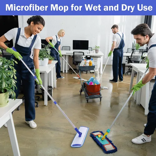 Vista 4 de [Usado] Uiifan 1 juego de trapeador de microfibra de 18 pulgadas con mango extensible y almohadillas lavables reutilizables para pisos de madera