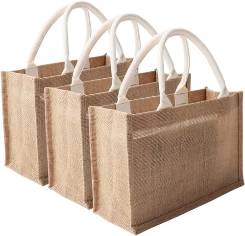 Vista 13 de Bolsas de yute de arpillera de 12.5 x 8.6 x 5.8 pulgadas [12 piezas] con 12 piezas de marrón
