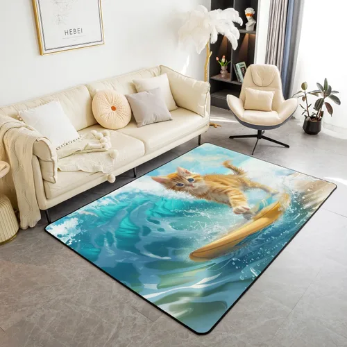 Vista 10 de Erosebridal Cowboys - Alfombra antideslizante de 3 x 5 pies, alfombra de caballos occidentales, tapete decorativo para interiores, montañas