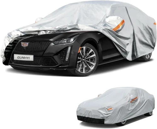 Vista 45 de GUNHYI - Funda de automóvil de 6 capas para Tesla Model 3 (2017-2025), impermeable para todo tipo de clima, protección UV contra la nieve, el sol