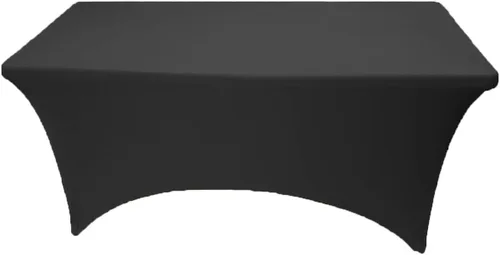 Vista 3 de Mantel de elastano negro de 6 pies para mesa plegable rectangular ajustable