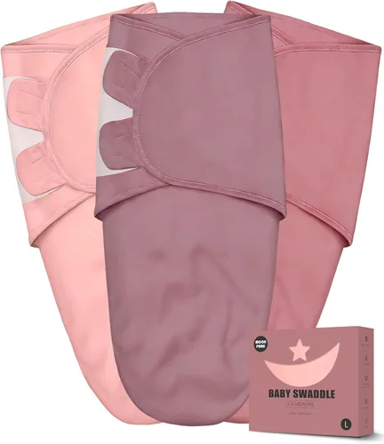 Vista 15 de Manta envolvente para recién nacido de 0 a 3 meses (paquete de 3) – Saco de dormir ajustable para bebé, 100% algodón antisobresalto, suave