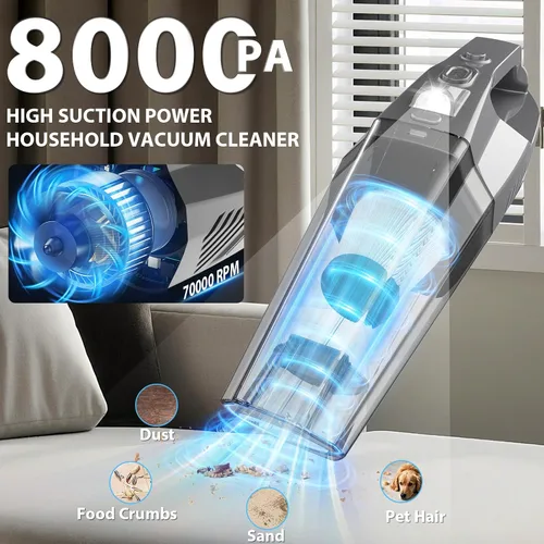 Vista 2 de THINKWORK Plumero de microfibra para limpieza del automóvil, kit de detalles interiores del automóvil con aspiradora de alta potencia de mano, sin