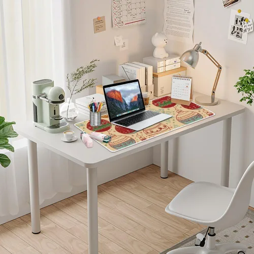 Vista 7 de Alfombrilla de mouse con adorno rojo vintage, alfombrilla de mouse grande para juegos con base de goma antideslizante, alfombrilla de trabajo