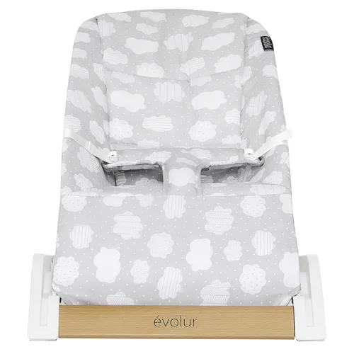 Vista 2 de Evolur Koko - Bouncer portátil para bebés en color gris nube, tela transpirable, funda de asiento extraíble, fácil de limpiar para bebé