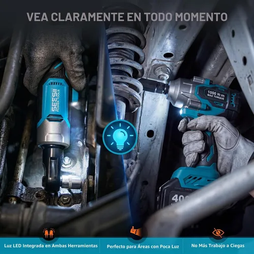Vista 7 de Seesii 1/2" Impact Wrench & 3/8" Ratchet Combo Kit for Auto Repair