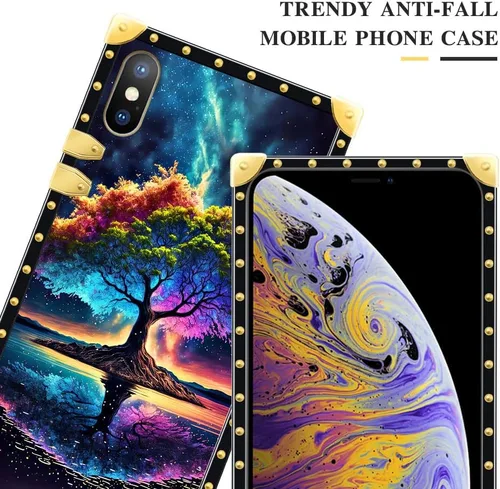 Vista 2 de DAIZAG Funda compatible con iPhone Xs Max, funda de regalo dorada a prueba de golpes, energía del árbol de la vida