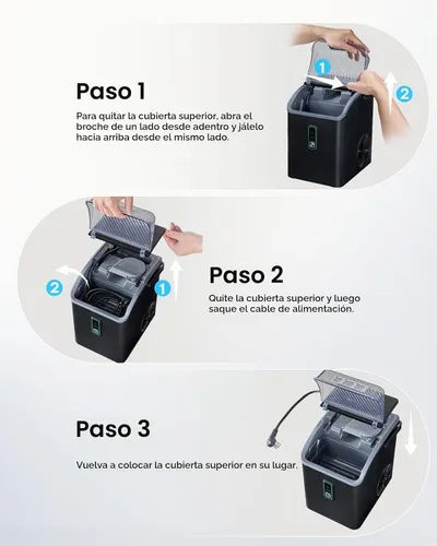 Vista 8 de Silonn Máquina de hielo Nugget con asa de transporte, 36 lbs/24H Negro
