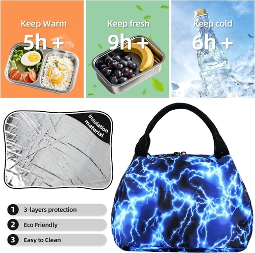 Vista 7 de Mochila para niños y niñas, juego de mochila para niños, bolsa ligera con lonchera y bolsa para lápices para primaria primaria Relámpagos.