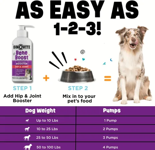 Vista 5 de Dinovite BeneBoost - Cubrealimentos para cadera y articulaciones para perros, sabor a tocino, 6 onzas Glucosamine, Chondroitin, MSM & Hyaluronic