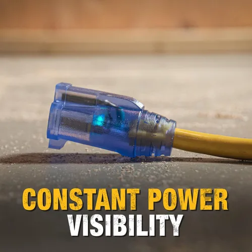 Vista 3 de DEWALT Cable de extensión iluminado de 12/3 SJTW de 15,2 m - Cable de alimentación resistente para exteriores, impermeable, a prueba de inclemencias