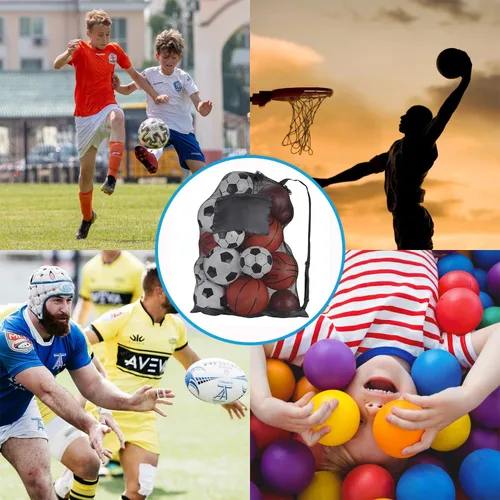 Vista 7 de Bolsa de malla con cordón de alta calidad: organiza, almacena y transporta tu equipo deportivo de baloncesto, voleibol, béisbol, natación