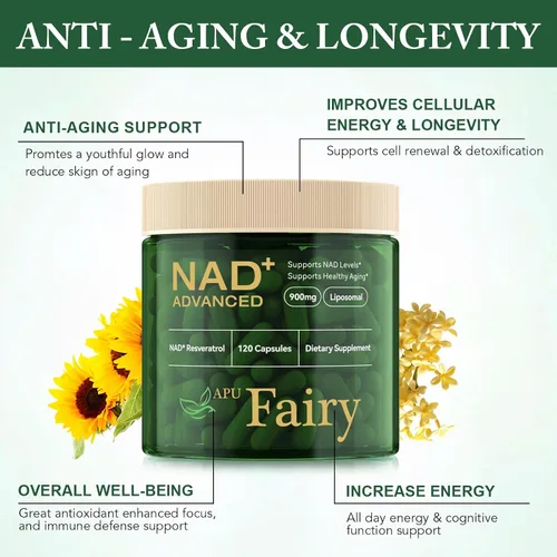 Vista 9 de Suplemento NAD, ribósido de nicotinamida NAD, liposoma alternativa NAD extra fuerte, Boost NAD y resveratrol + para mujeres y hombres, energía