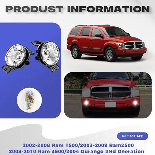 Vista 12 de luz antiniebla para Ram 1500 2002-2008/Ram 2500 2003-2009/Ram 3500 2003-2010, Durango 2ª generación 2004, camioneta Durango 05-06 9006 12V 51W