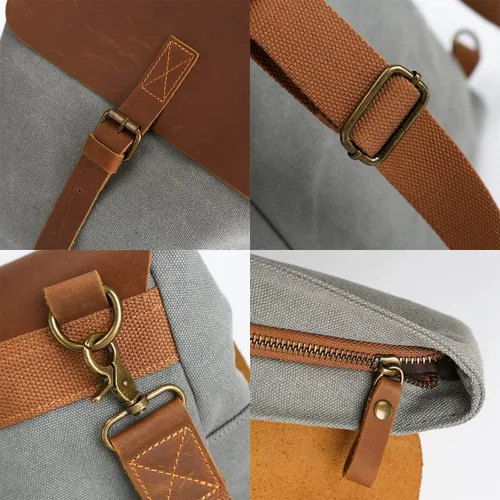 Vista 5 de Womleys Mochila de lona vintage para mujeres y niñas mochila de viaje casual compras senderismo mochila para estudiantes Gris Viajes senderismo