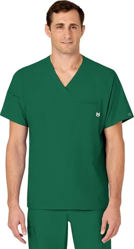 Vista 12 de WonderWink W123 6355 - Camiseta de manga corta para hombre Camiseta médica con cuello en V de 4 bolsillos, hecha para funcionar, ajustar, tela Negro