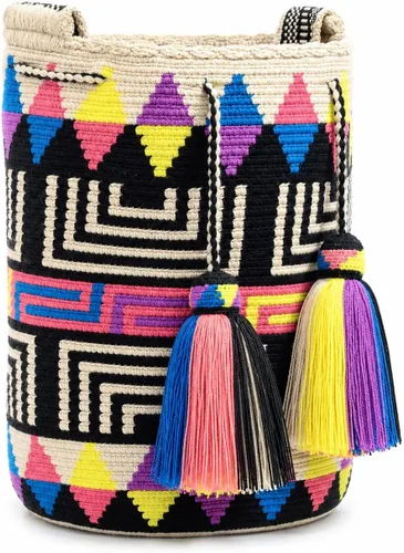 Vista 4 de WYOU Designer Collection Wayuu Hand-Crochet Woven Bag - Boho Crossbody, Colorful Purses for Women Bibury
