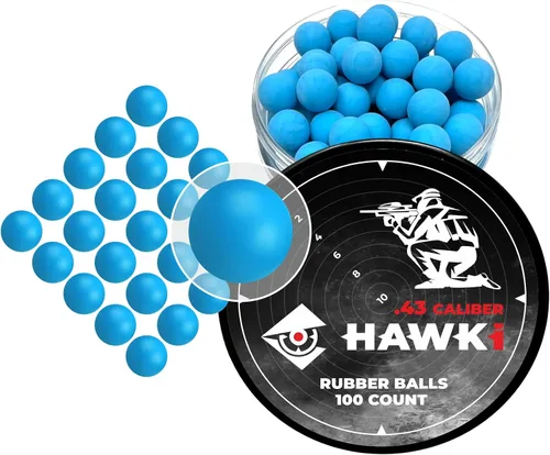 Vista 14 de Hawki - Pelotas de goma reutilizables de 0.50 o .43 cali, bolas de goma suave, menos letales para pistolas de paintball