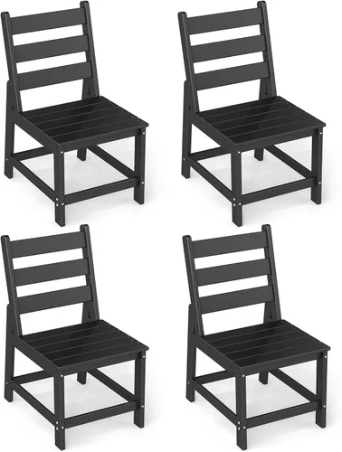 Vista 12 de GREENVINES Silla de comedor al aire libre HDPE, sillas sin brazos, negro