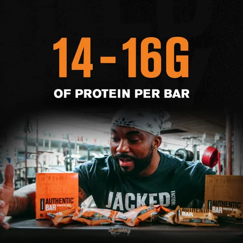 Vista 3 de Jacked Factory Authentic Bar - Barras de proteína de caramelo de mantequilla de maní, sabrosas barras energéticas de reemplazo de comidas